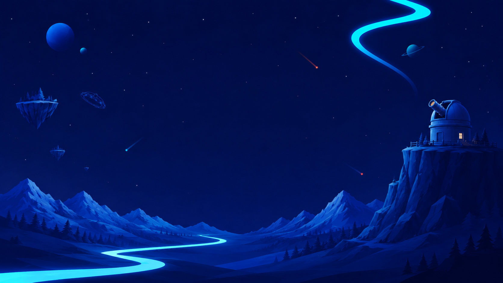 Observatory above a starry valley
